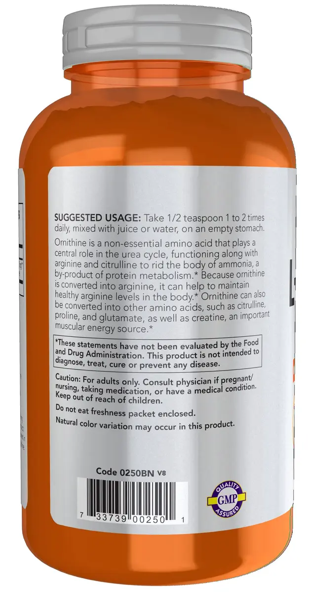NOW L-Ornithine Powder 816 g (16 oz Pack of 2) | Supports Protein Metabolism & Urea Detox - view 3