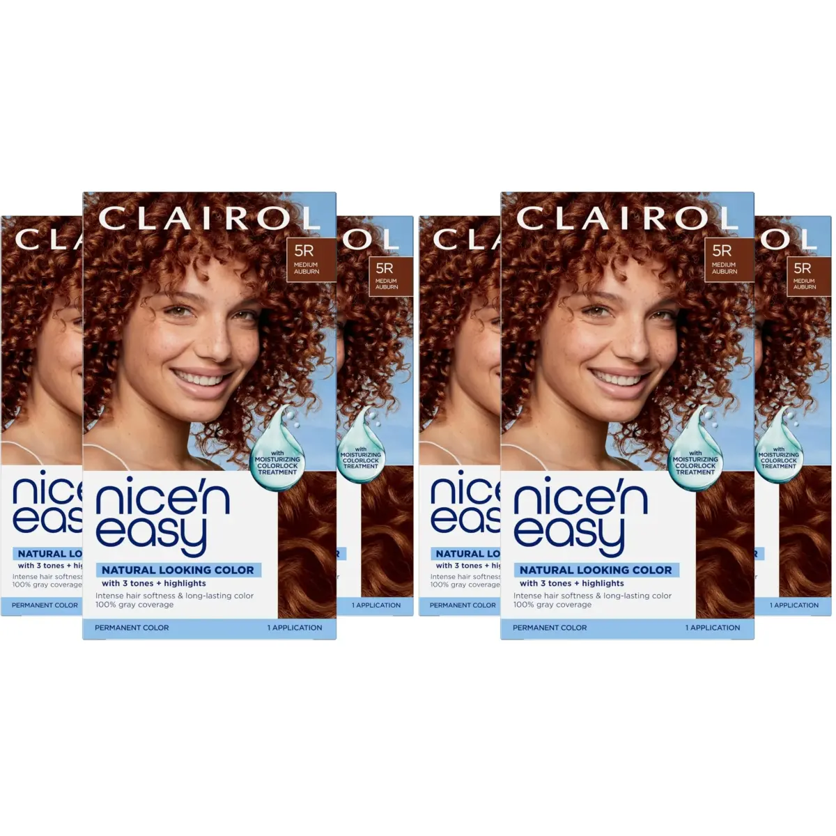 Clairol Nice'n Easy Permanent Hair Dye 5R Medium Auburn, 6.26 Fl Oz (Pack of 6) | 100% Gray Coverage - main product image