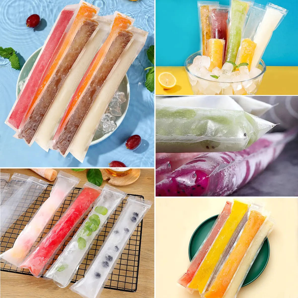 FEBSNOW Disposable Ice Pop Bags with Funnel, 160 Pcs (19cm x 5cm) | BPA-Free Plastic for Healthy Homemade Frozen Treats - view 5