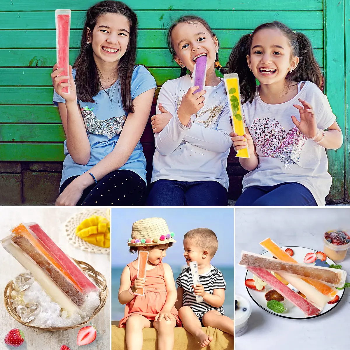 FEBSNOW Disposable Ice Pop Bags with Funnel, 160 Pcs (19cm x 5cm) | BPA-Free Plastic for Healthy Homemade Frozen Treats - view 6