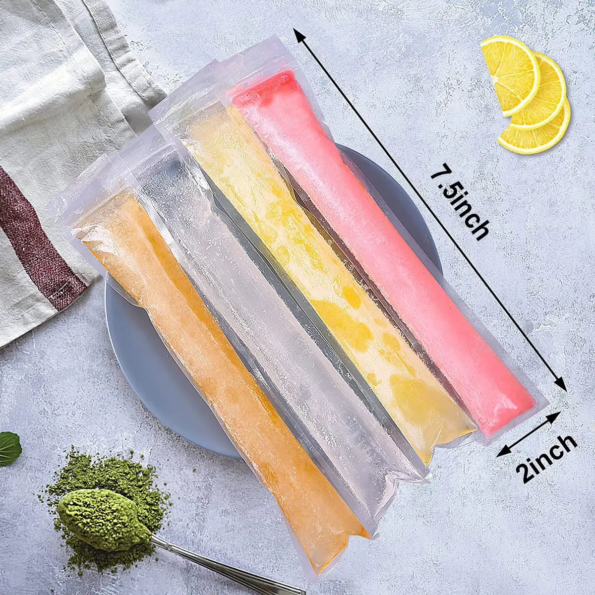 FEBSNOW Disposable Ice Pop Bags with Funnel, 160 Pcs (19cm x 5cm) | BPA-Free Plastic for Healthy Homemade Frozen Treats - view 2