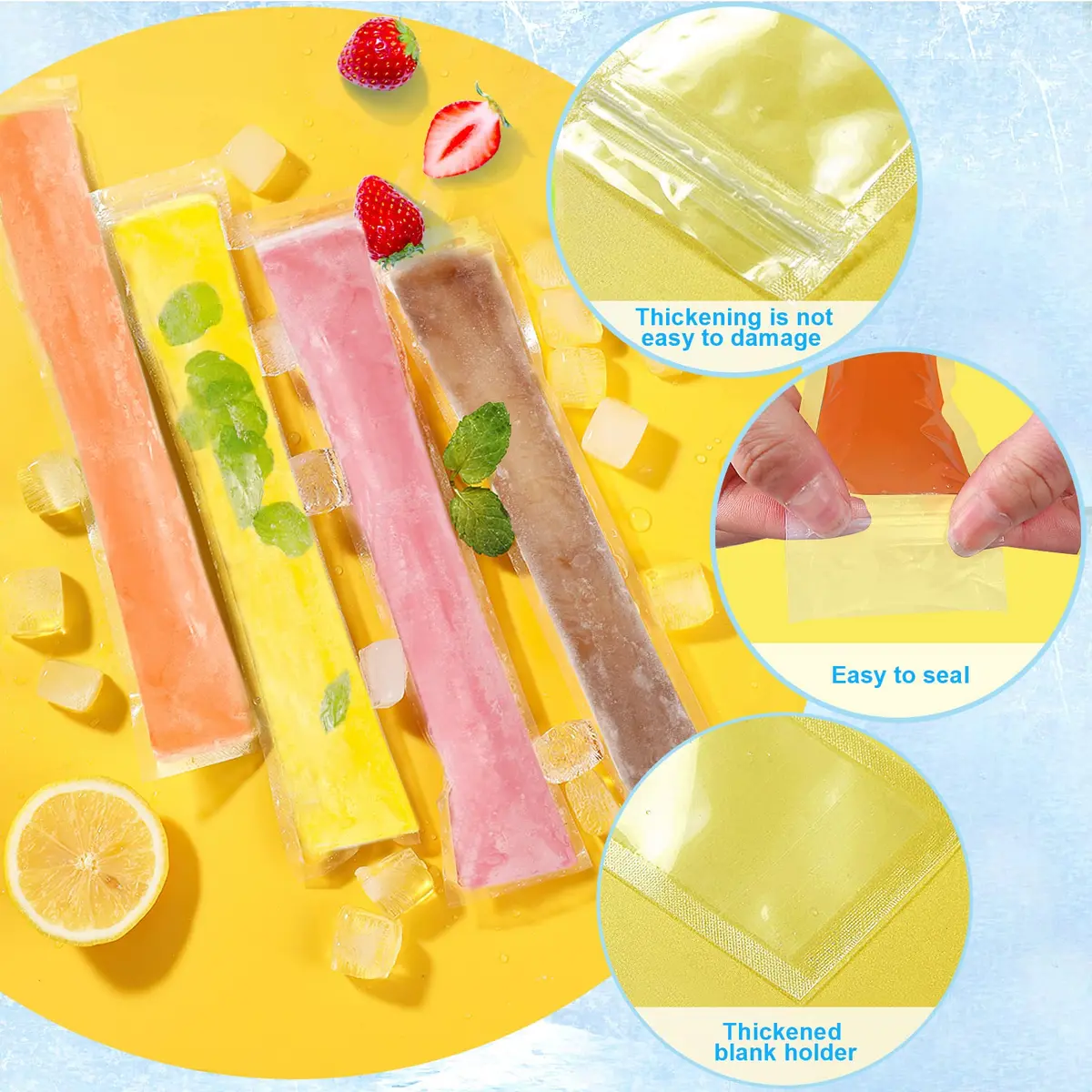 FEBSNOW Disposable Ice Pop Bags with Funnel, 160 Pcs (19cm x 5cm) | BPA-Free Plastic for Healthy Homemade Frozen Treats - view 4