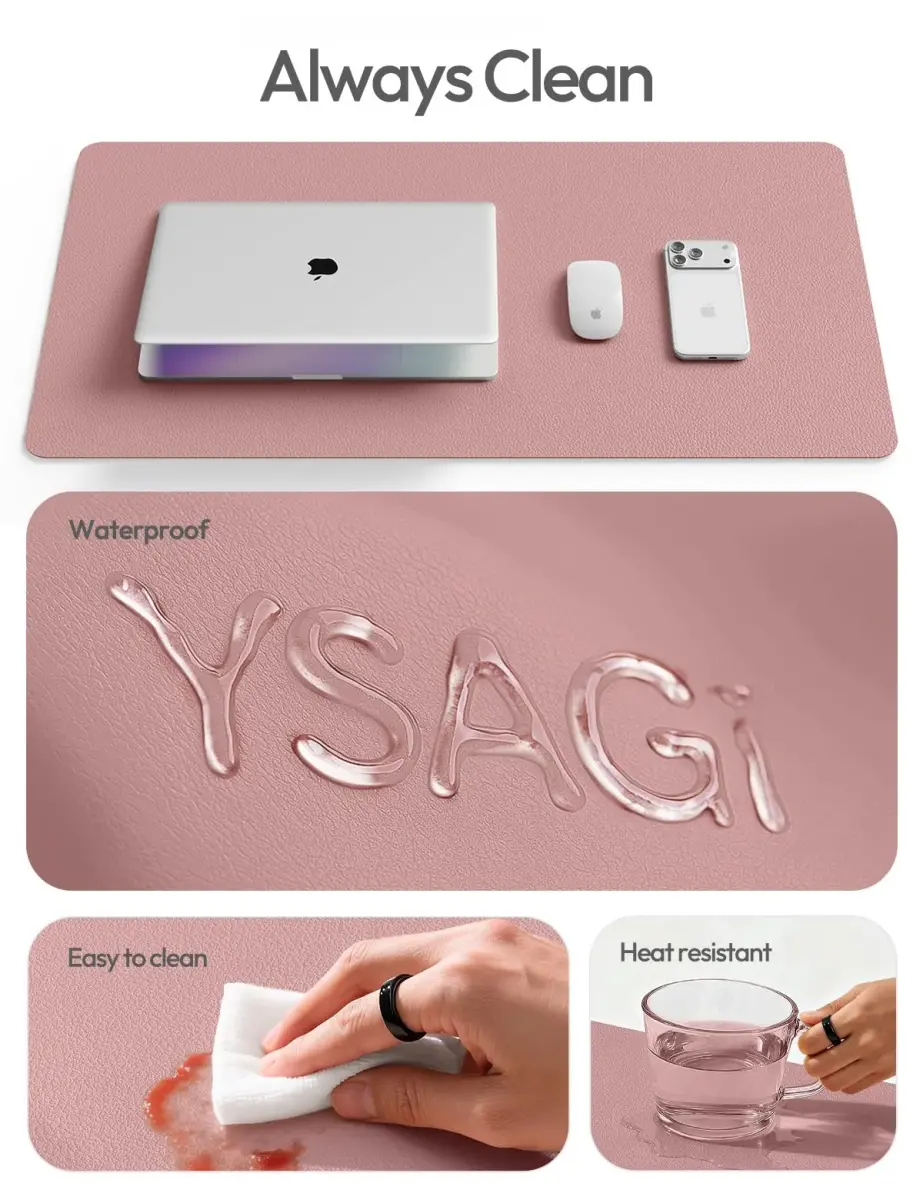YSAGi Leather Desk Protector Mat 89.9 cm x 43.2 cm (35.4" x 17") | Protects Desks, Doubles as Large Mouse Pad - view 7