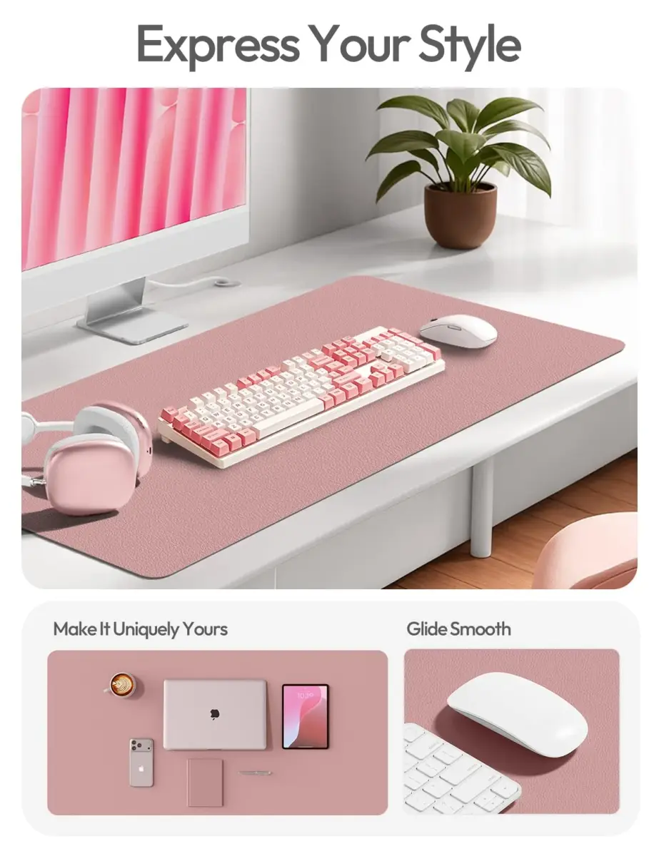YSAGi Leather Desk Protector Mat 89.9 cm x 43.2 cm (35.4" x 17") | Protects Desks, Doubles as Large Mouse Pad - view 2