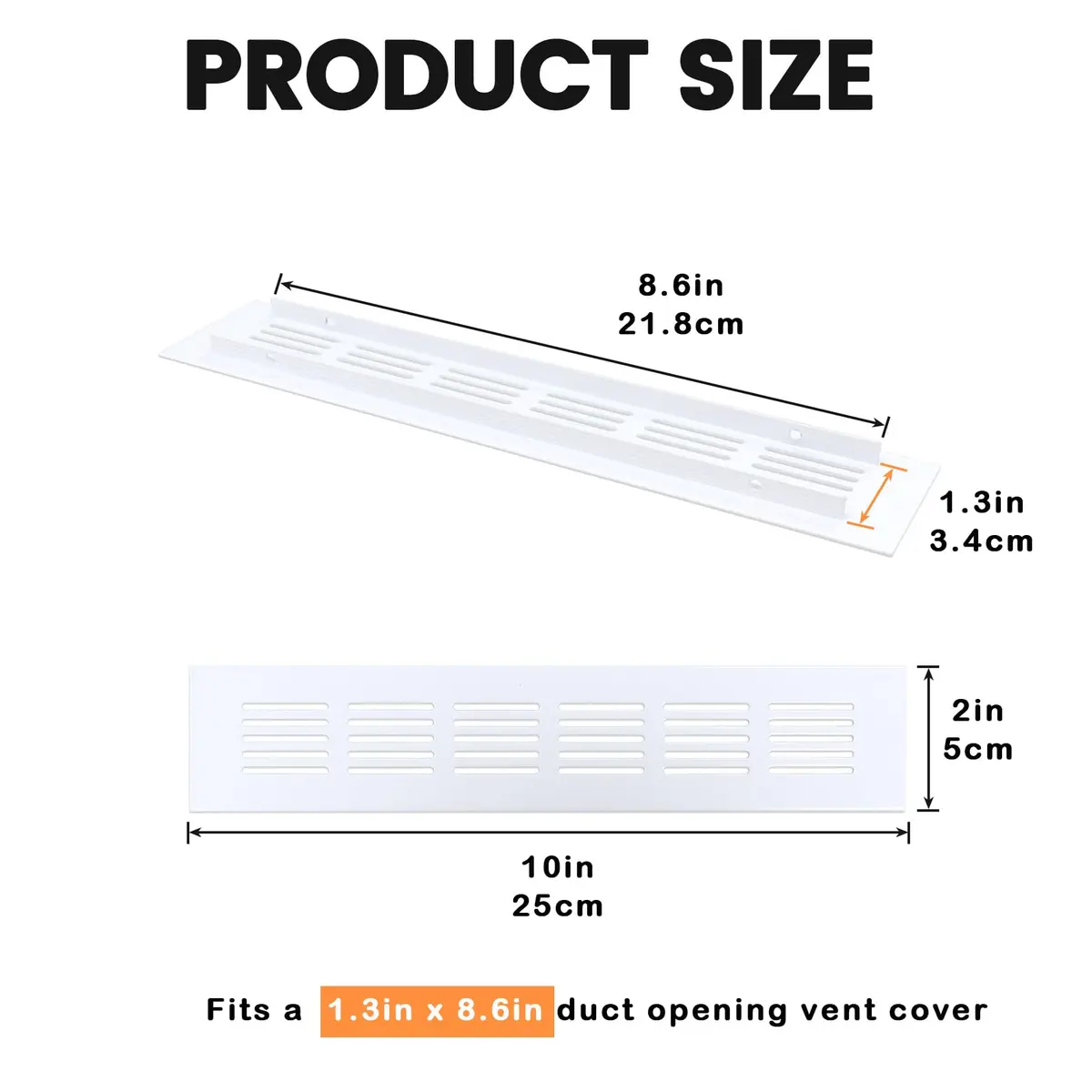 Geesatis Air Vent Covers, 2Pack White, Fits 8.6'' x 1.3" Duct Openings | Rust-Proof Aluminum - view 2