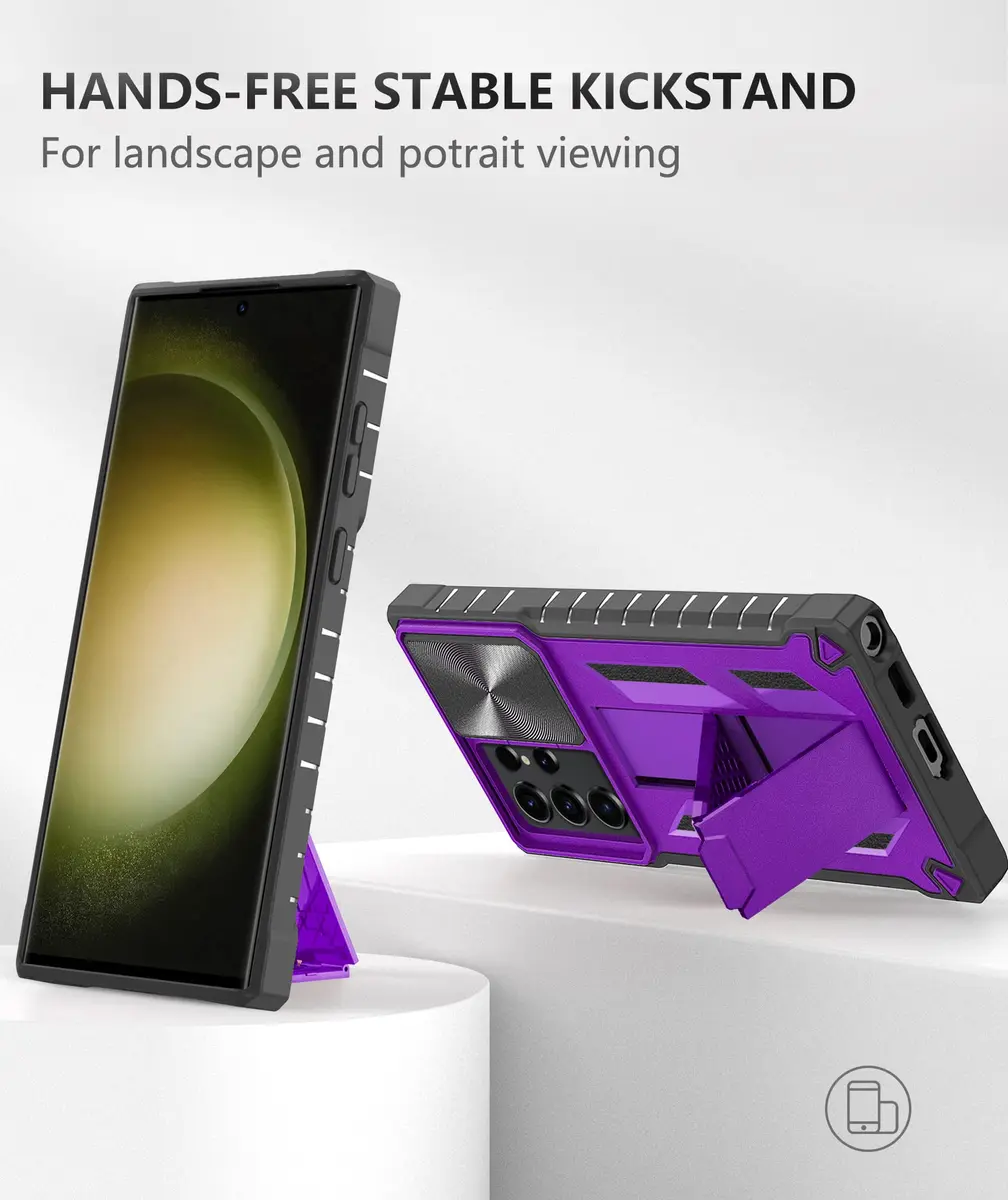 SOiOS Samsung Galaxy S23 Ultra Case with Kickstand & Slider Purple | Military Grade Heavy Duty Protection - view 4