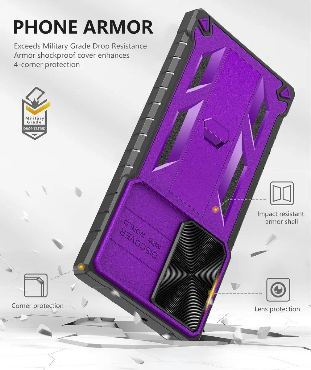 SOiOS Samsung Galaxy S23 Ultra Case with Kickstand & Slider Purple | Military Grade Heavy Duty Protection - view 6