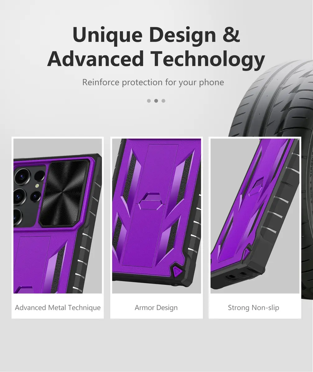 SOiOS Samsung Galaxy S23 Ultra Case with Kickstand & Slider Purple | Military Grade Heavy Duty Protection - view 7