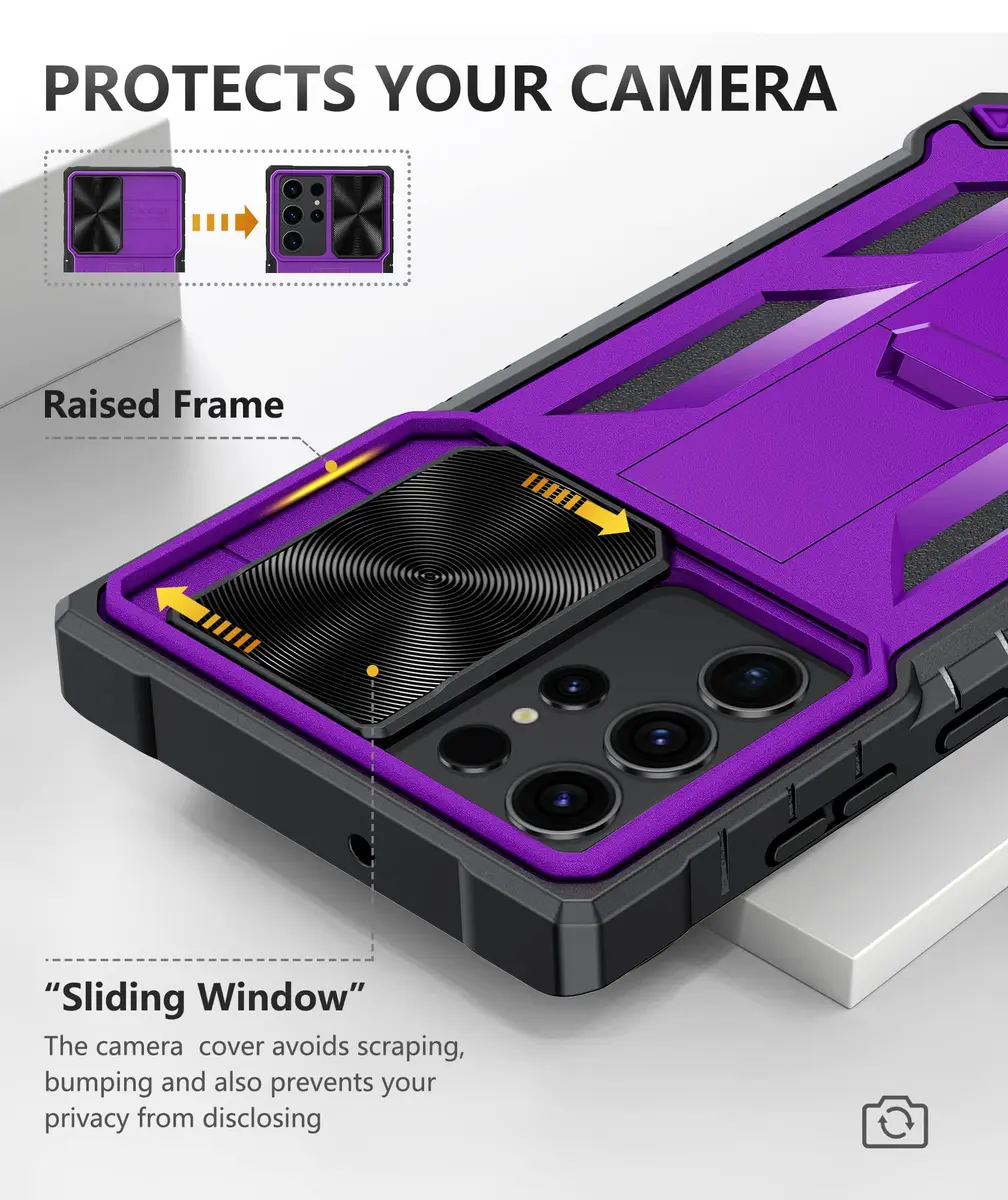 SOiOS Samsung Galaxy S23 Ultra Case with Kickstand & Slider Purple | Military Grade Heavy Duty Protection - view 3