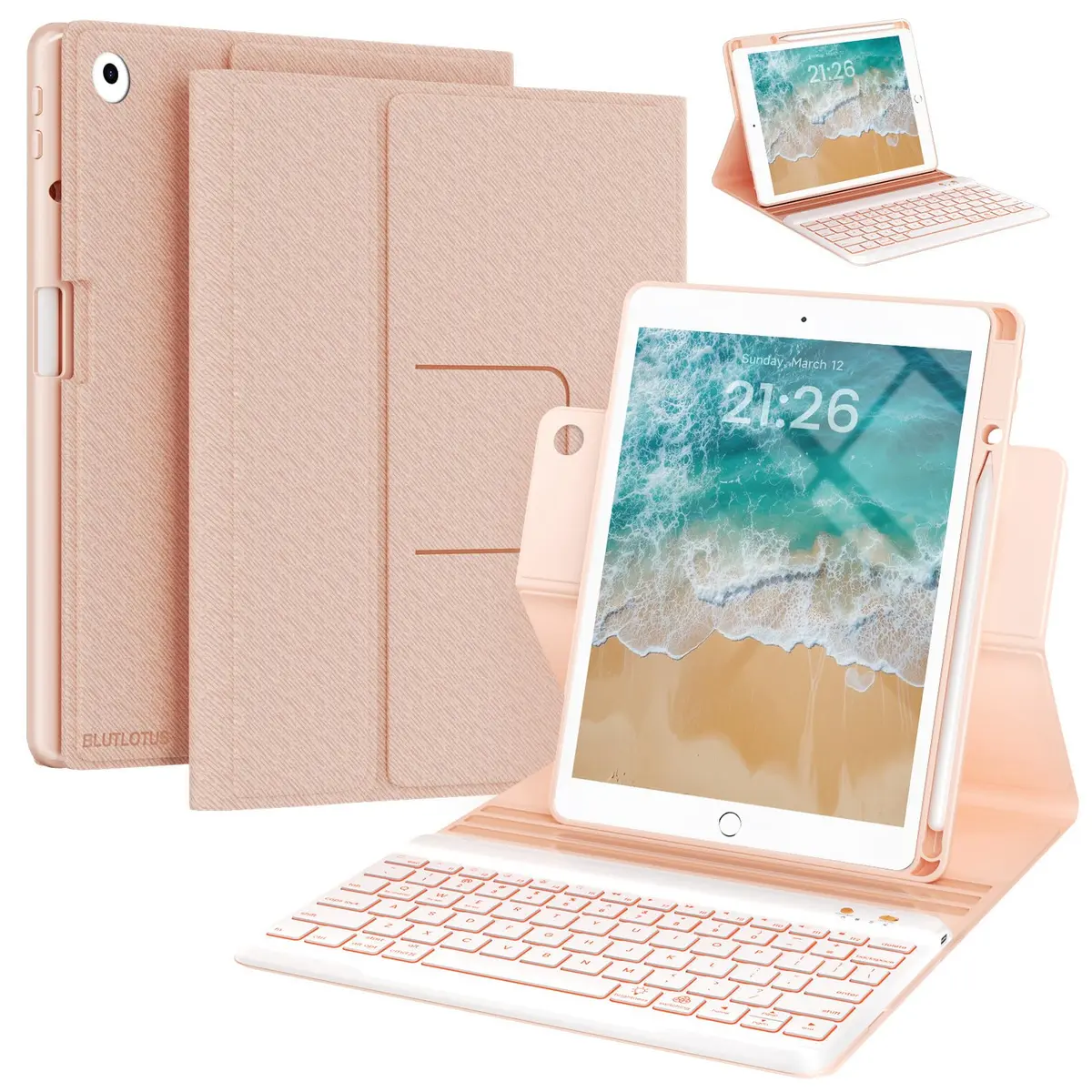 BLUTLOTUS Keyboard Case for iPad 9.7 inch 5th 6th Gen | 360° Rotatable with Pencil Holder - main product image