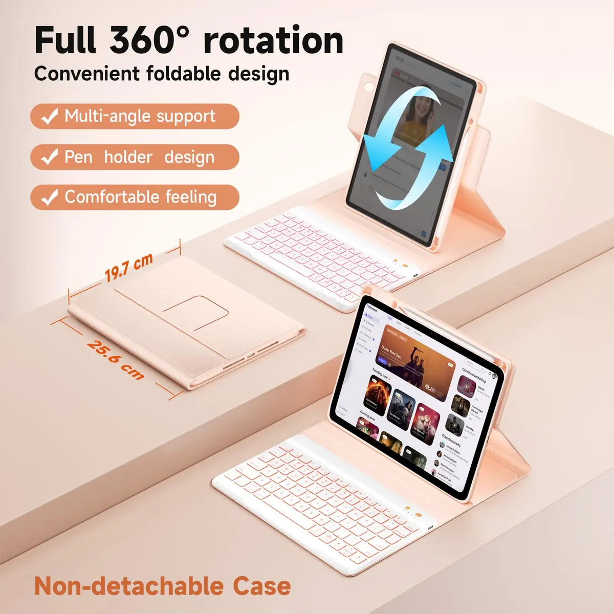 BLUTLOTUS Keyboard Case for iPad 9.7 inch 5th 6th Gen | 360° Rotatable with Pencil Holder - view 3
