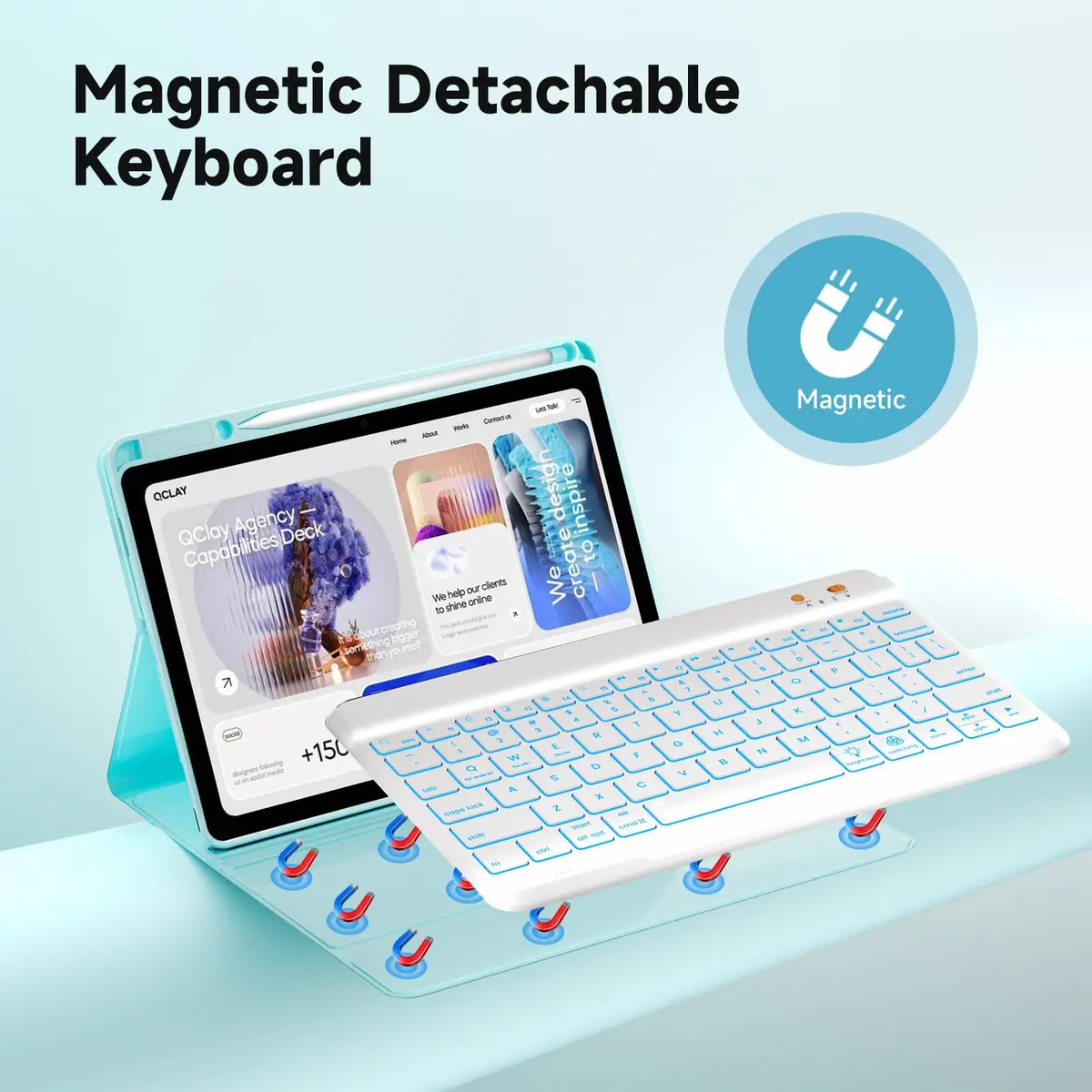 BLUTLOTUS Keyboard Case for iPad 9.7 inch 5th 6th Gen | 360° Rotatable, Backlit, Pencil Holder - view 6