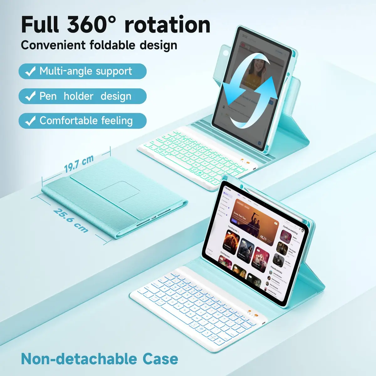 BLUTLOTUS Keyboard Case for iPad 9.7 inch 5th 6th Gen | 360° Rotatable, Backlit, Pencil Holder - view 3