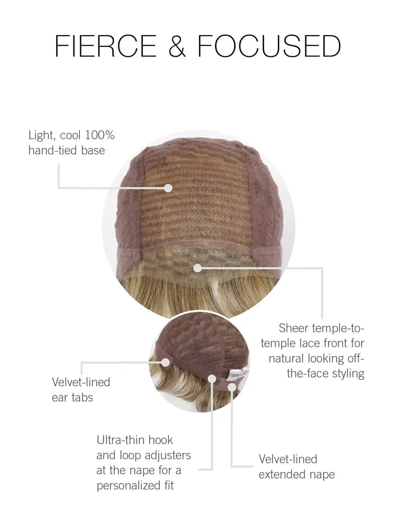 Hair u wear Raquel Welch Fierce And Focused Hand Tied Short Bob Wig, Average Cap, RL16/88 Pale Golden Honey | Chic, Heat-Friendly Synthetic - view 4