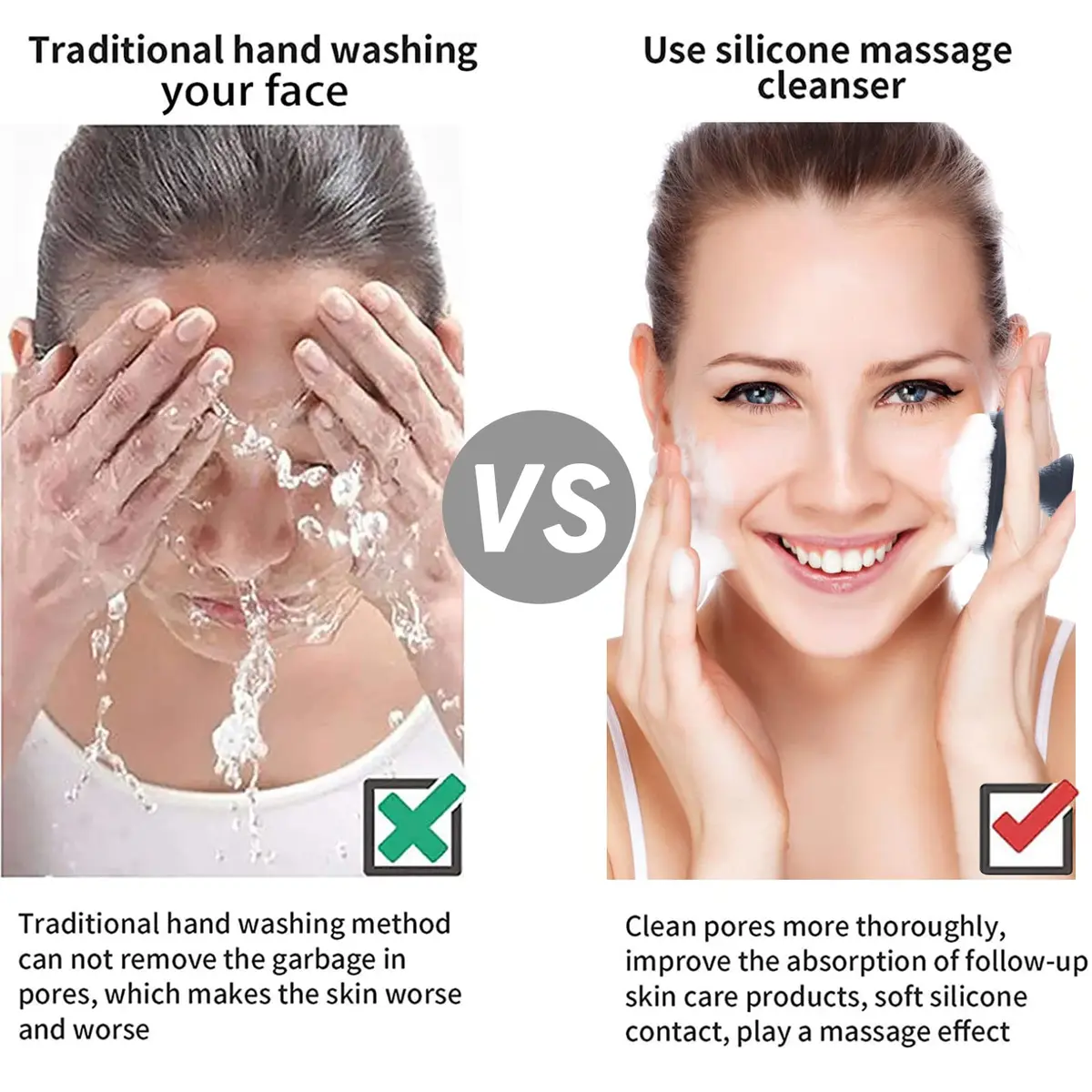 VWMYQ Face Scrubber Facial Cleansing Brush Waterproof Silicone for Men | Gentle Pore Cleanser & Exfoliator - view 5
