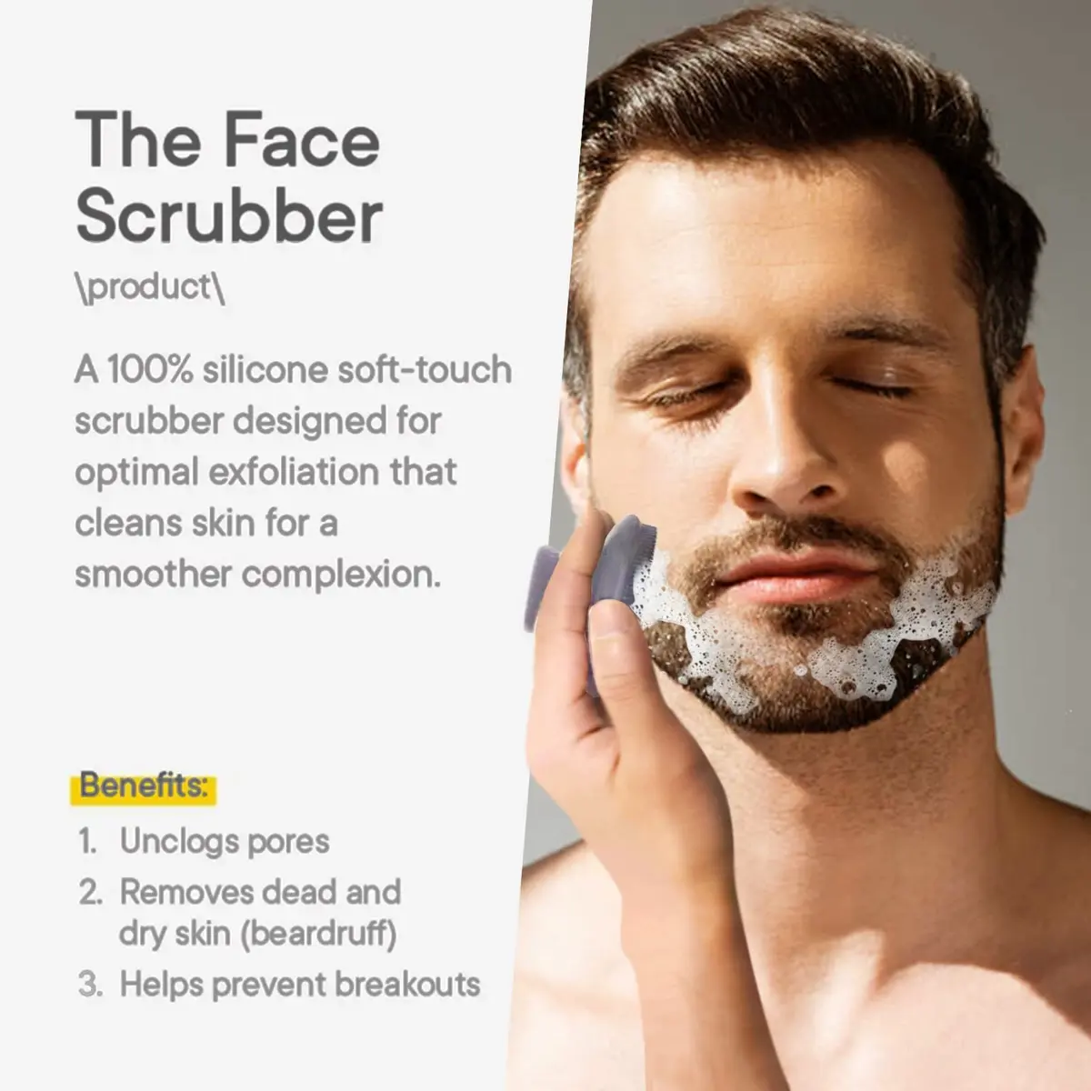 VWMYQ Face Scrubber Facial Cleansing Brush Waterproof Silicone for Men | Gentle Pore Cleanser & Exfoliator - view 6