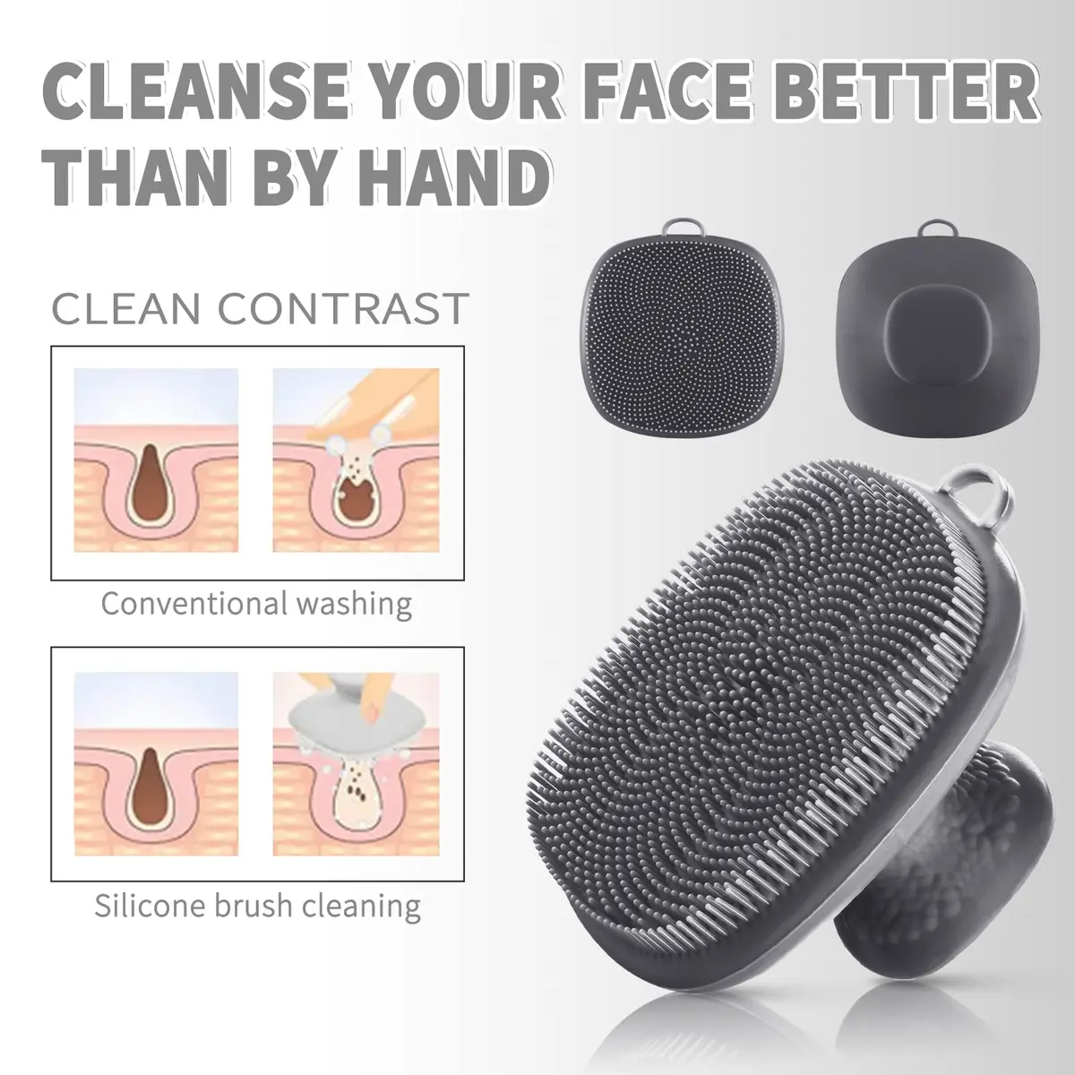 VWMYQ Face Scrubber Facial Cleansing Brush Waterproof Silicone for Men | Gentle Pore Cleanser & Exfoliator - view 2