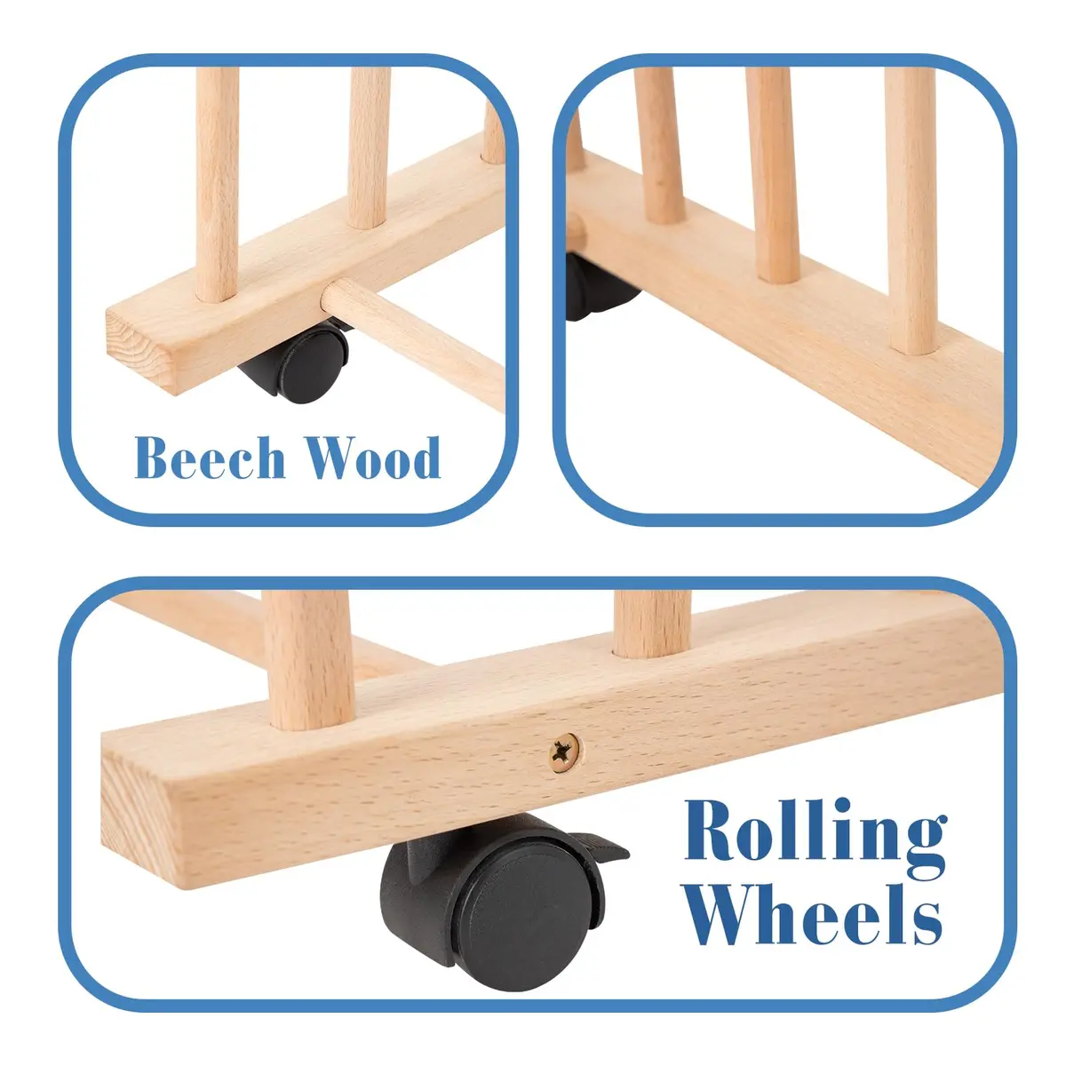 Somime Large Art Drying Rack with Four Caster Wheels | Wooden Canvas Storage Stand for Artists & Hobbyists - view 4