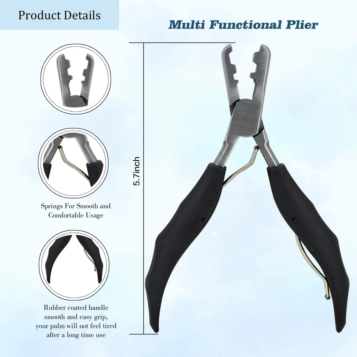 coloryoung Fusion Bond Crusher Tool for Keratin Hair Extensions 14cm | Flat Tip Pre-Bonded Hair Extension Pliers - view 3