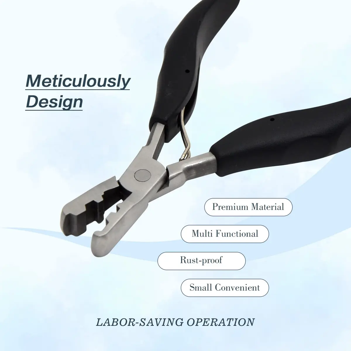 coloryoung Fusion Bond Crusher Tool for Keratin Hair Extensions 14cm | Flat Tip Pre-Bonded Hair Extension Pliers - view 4