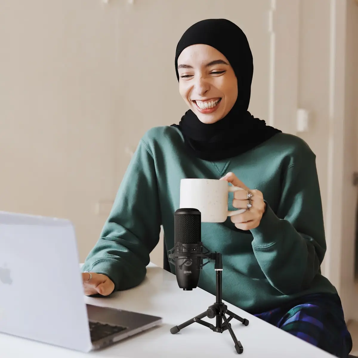 GEEKRIA Microphone Stand for Creators | Compact Desktop Tripod with Foldable Non-Slip Feet - view 5