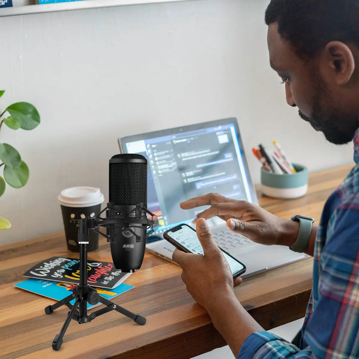 GEEKRIA Microphone Stand for Creators | Compact Desktop Tripod with Foldable Non-Slip Feet - view 6