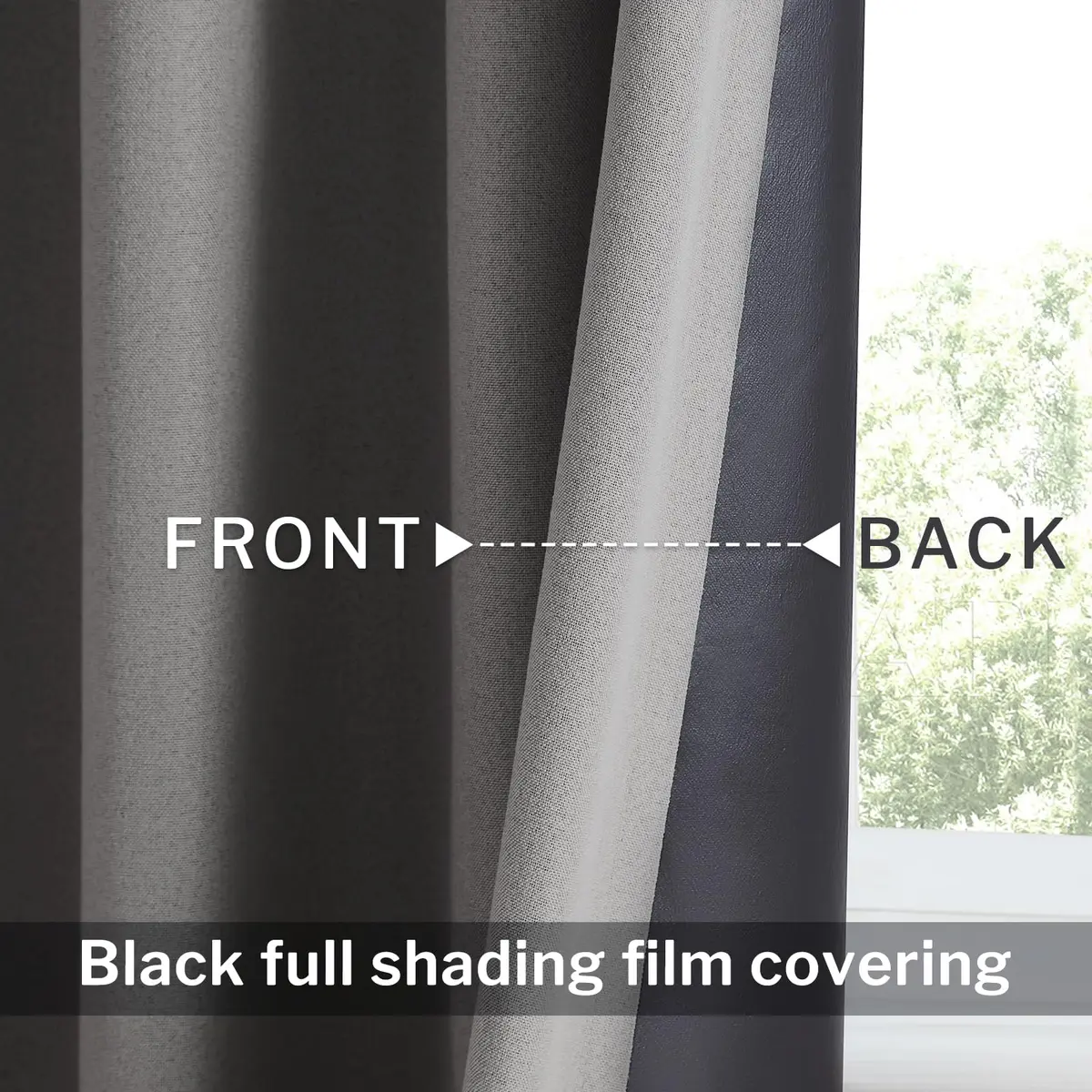 Anpark Grey Blackout Curtains 52 x 96 Inch | Thermal Linen Look Grommet Drapes for Bedroom & Living Room - view 4