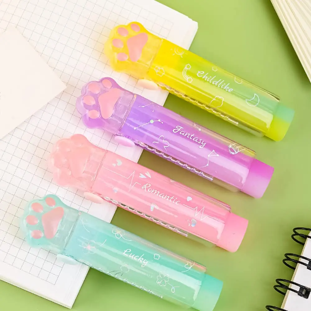 Geluode 4 Pcs Cat Paw Erasers | Retractable Rainbow Office & School Supplies - view 5