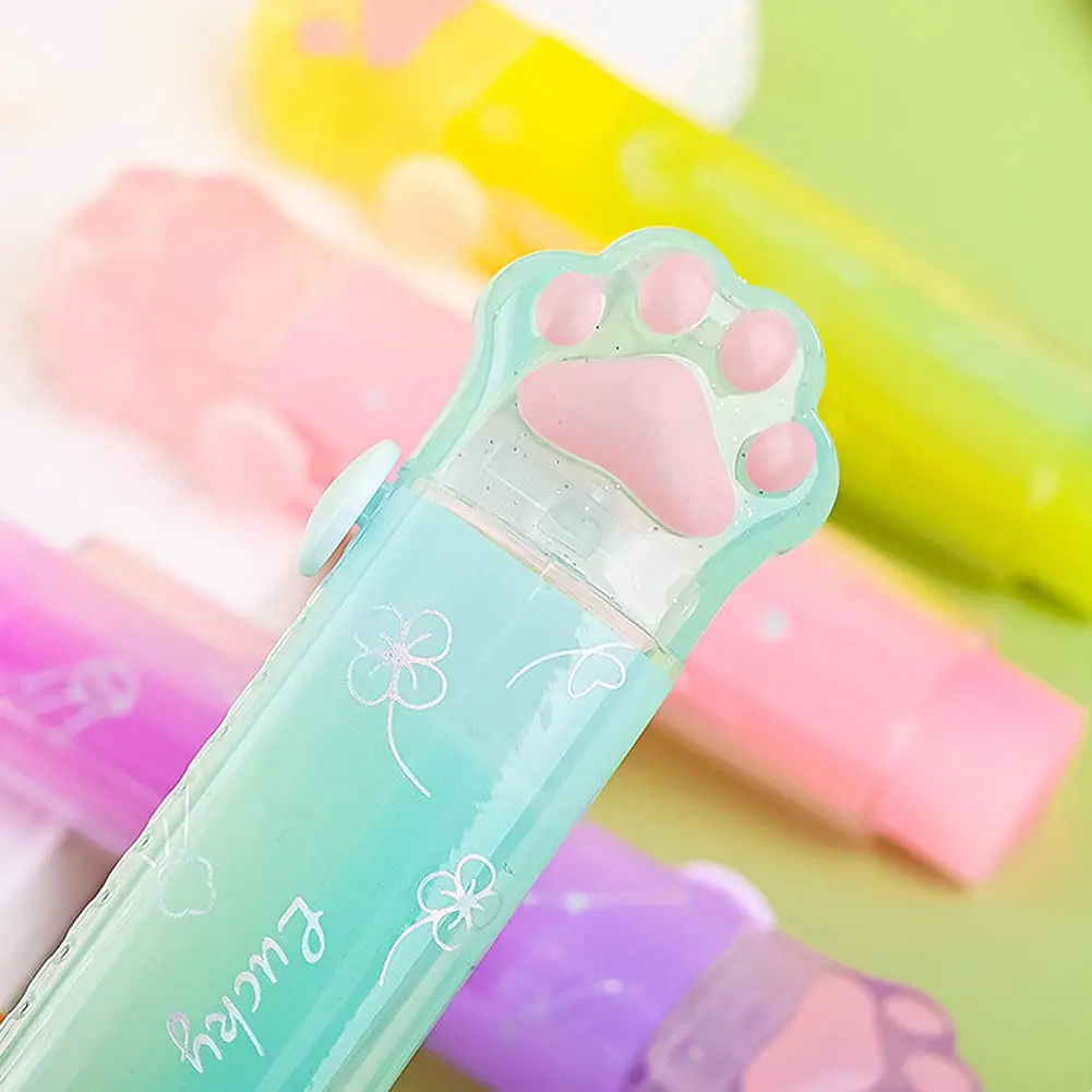 Geluode 4 Pcs Cat Paw Erasers | Retractable Rainbow Office & School Supplies - view 6