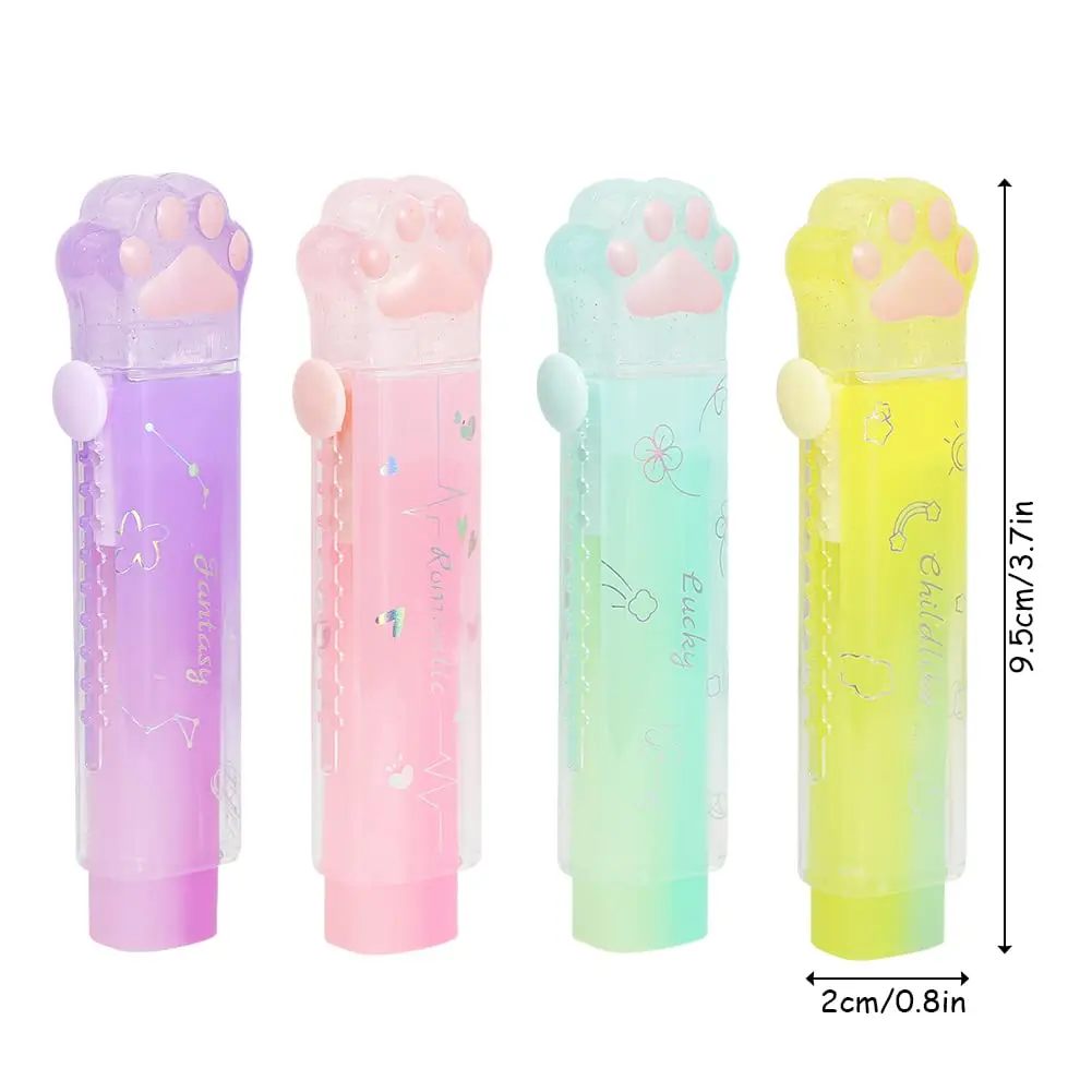 Geluode 4 Pcs Cat Paw Erasers | Retractable Rainbow Office & School Supplies - view 2