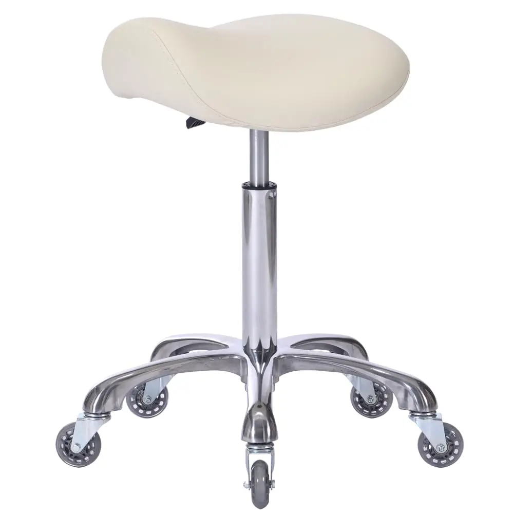 FRNIAMC Saddle Stool with Wheels | Ergonomic Height Adjustable for Clinic & Salon (Beige, 20-29.5 Inches) - main product image