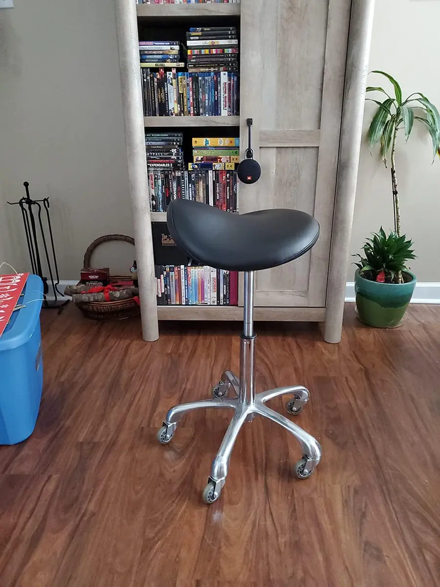 FRNIAMC Saddle Stool with Wheels | Ergonomic Height Adjustable for Clinic & Salon (Beige, 20-29.5 Inches) - view 9