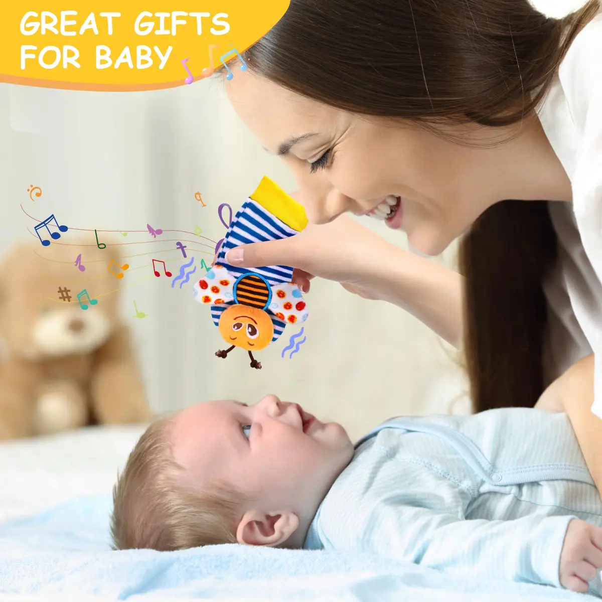 PADONISE Baby Wrist Rattle Socks and Foot Finder Set | Soft, Safe & Stimulating Baby Toys - view 5