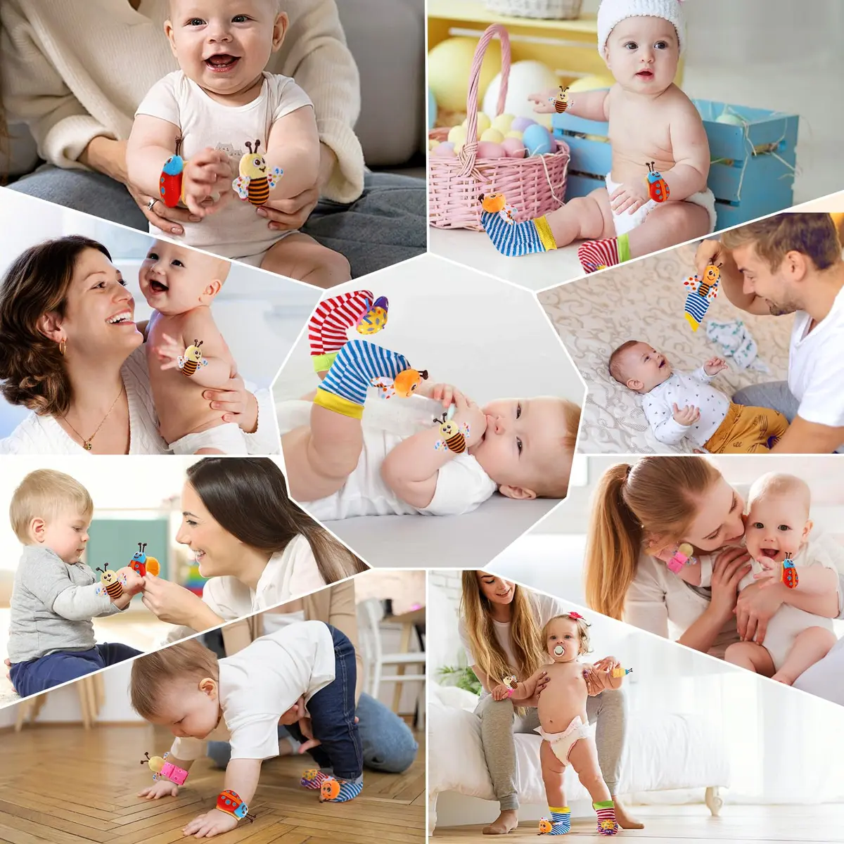 PADONISE Baby Wrist Rattle Socks and Foot Finder Set | Soft, Safe & Stimulating Baby Toys - view 6