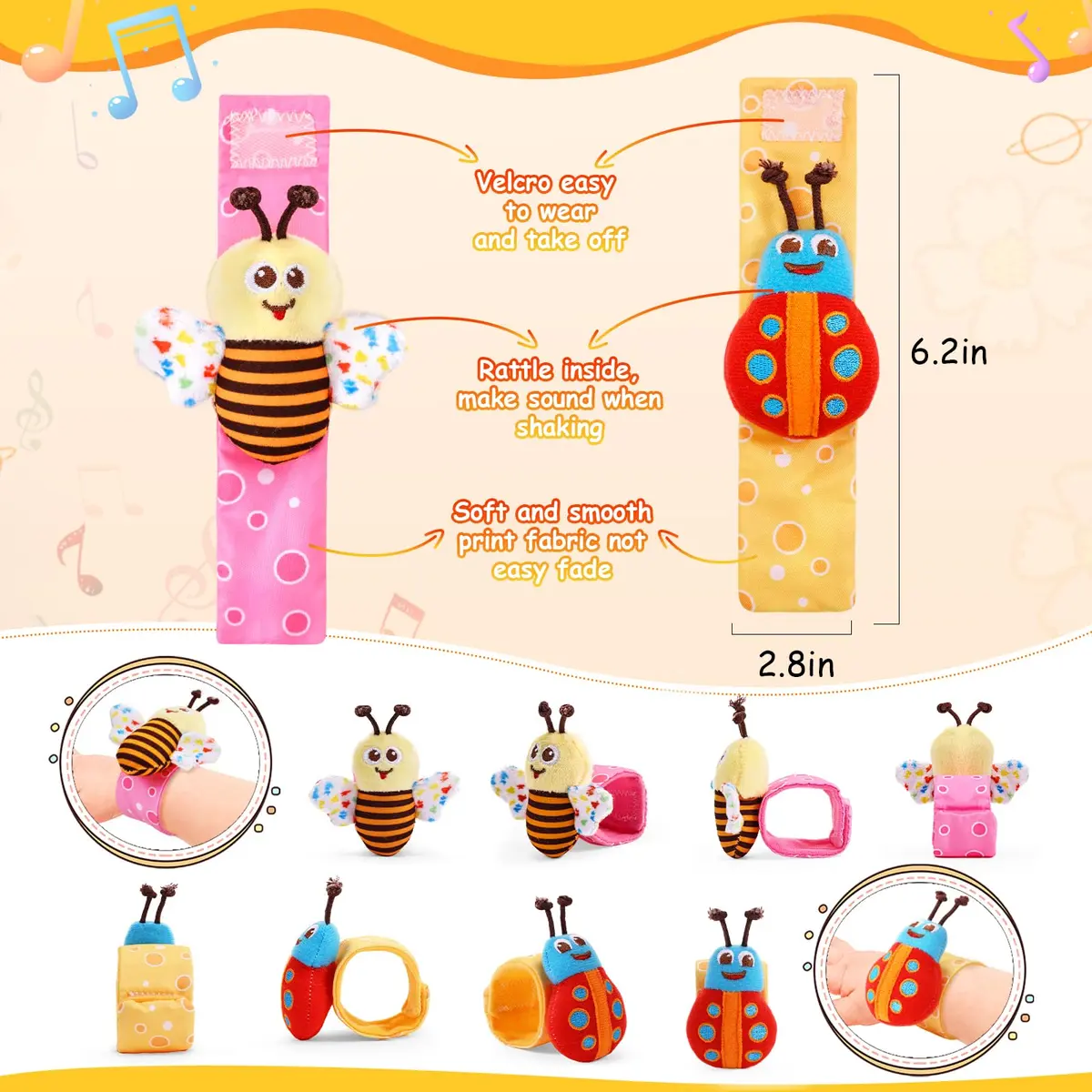 PADONISE Baby Wrist Rattle Socks and Foot Finder Set | Soft, Safe & Stimulating Baby Toys - view 2