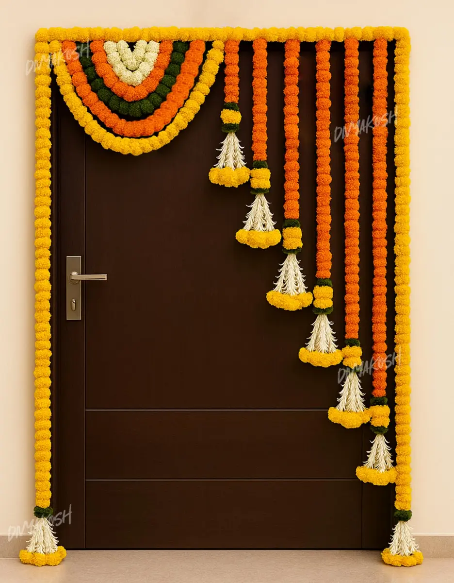 Divyakosh Gold Garland 41 Inches | Authentic USA Import for Indian Homes - main product image