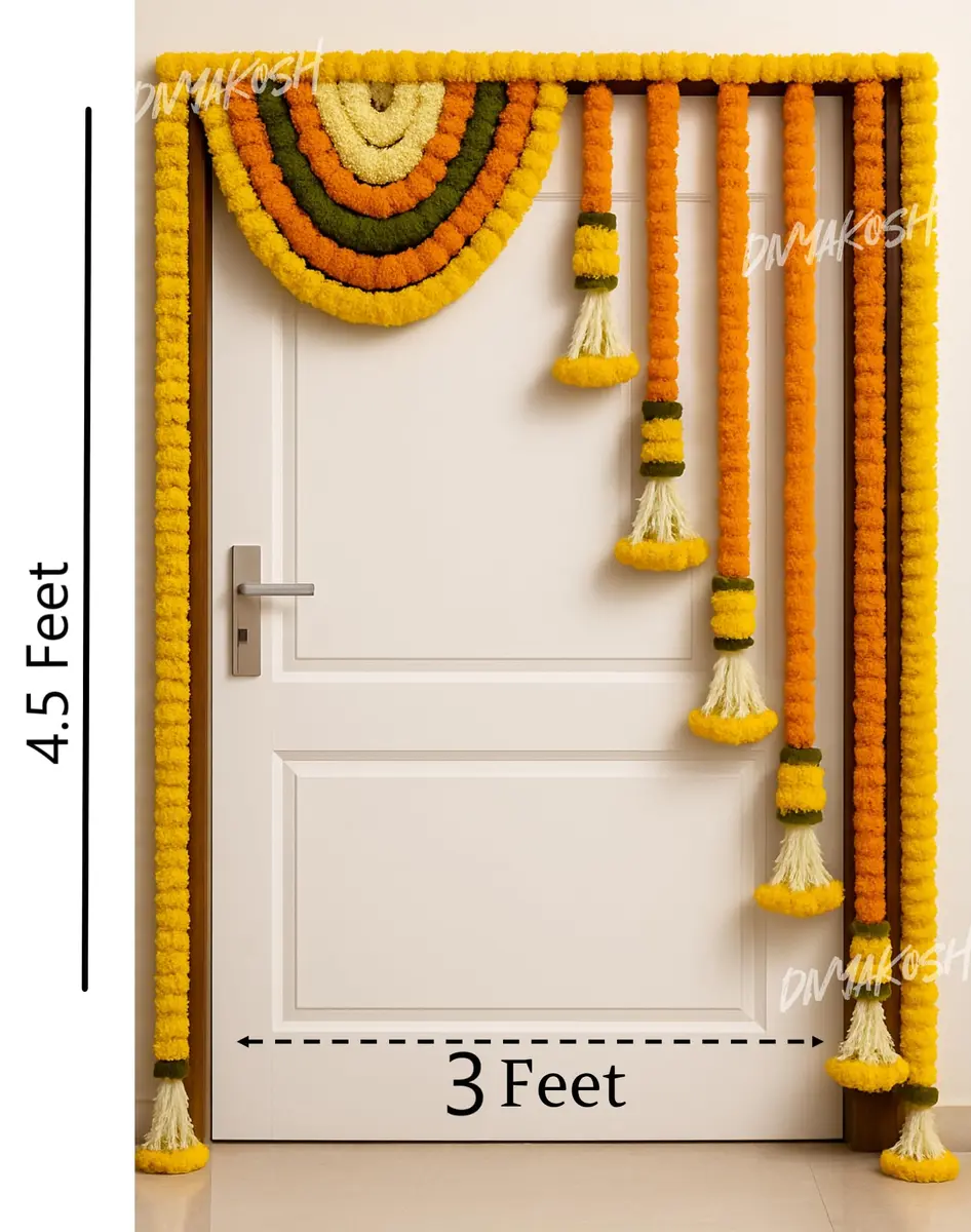Divyakosh Gold Garland 41 Inches | Authentic USA Import for Indian Homes - view 3