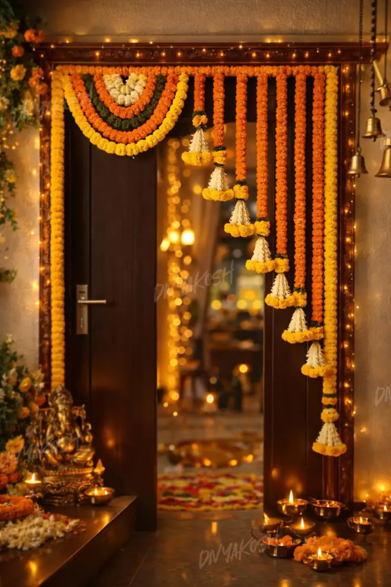 Divyakosh Gold Garland 41 Inches | Authentic USA Import for Indian Homes - view 4