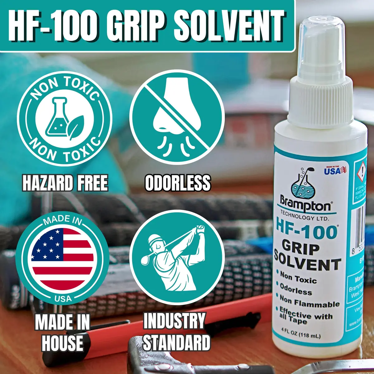 BRAMPTON TECHNOLOGY, LTD. Handle Grip Kit | Premium Golf Regripping Set, 15 Tape Strips, Solvent & Tools (4 oz) - view 8