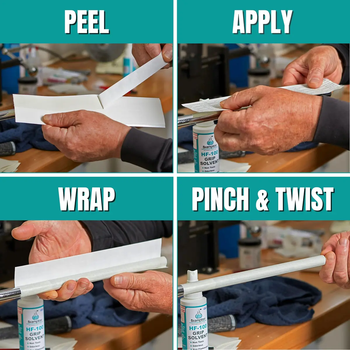 BRAMPTON TECHNOLOGY, LTD. Handle Grip Kit | Premium Golf Regripping Set, 15 Tape Strips, Solvent & Tools (4 oz) - view 4