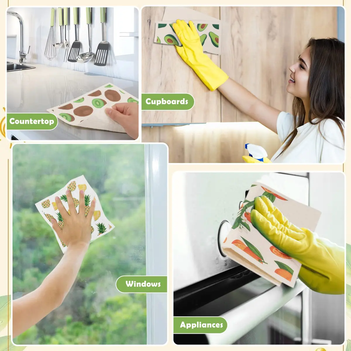 Lucomb Reusable Swedish Dish Cloths 8 Pack (20cm x 18cm) | Biodegradable Kitchen Wipes for Home Cleaning - view 7