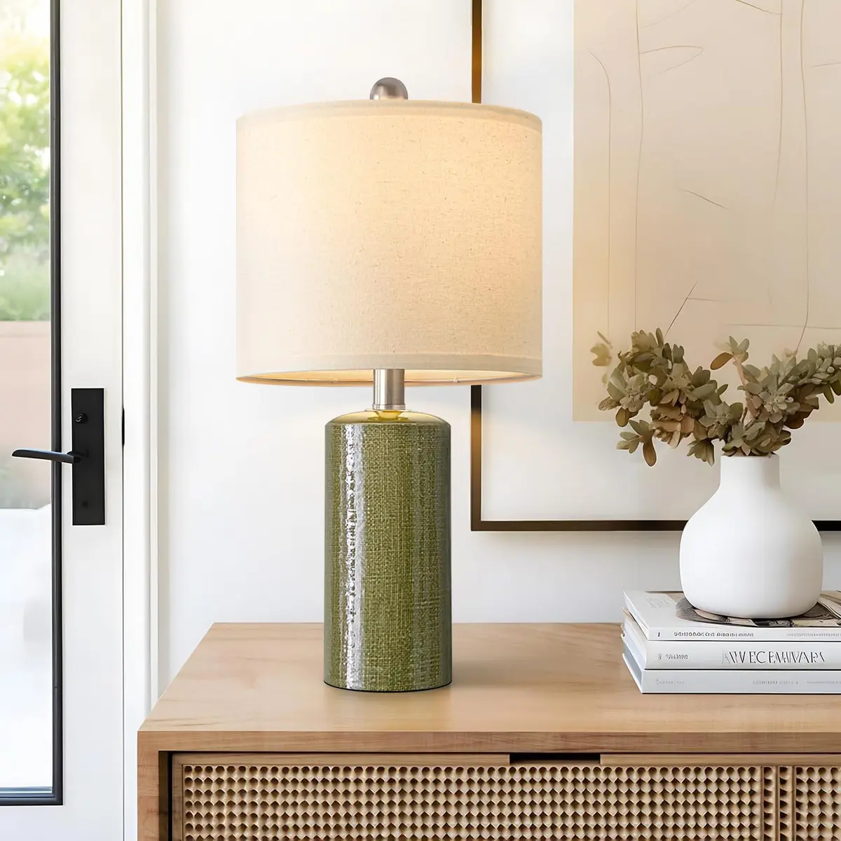 G-SAFAVA Modern Ceramic Table Lamps Set of 2, Green, 51.44 cm (20.25") | Artistic Touch for Living Rooms - view 5