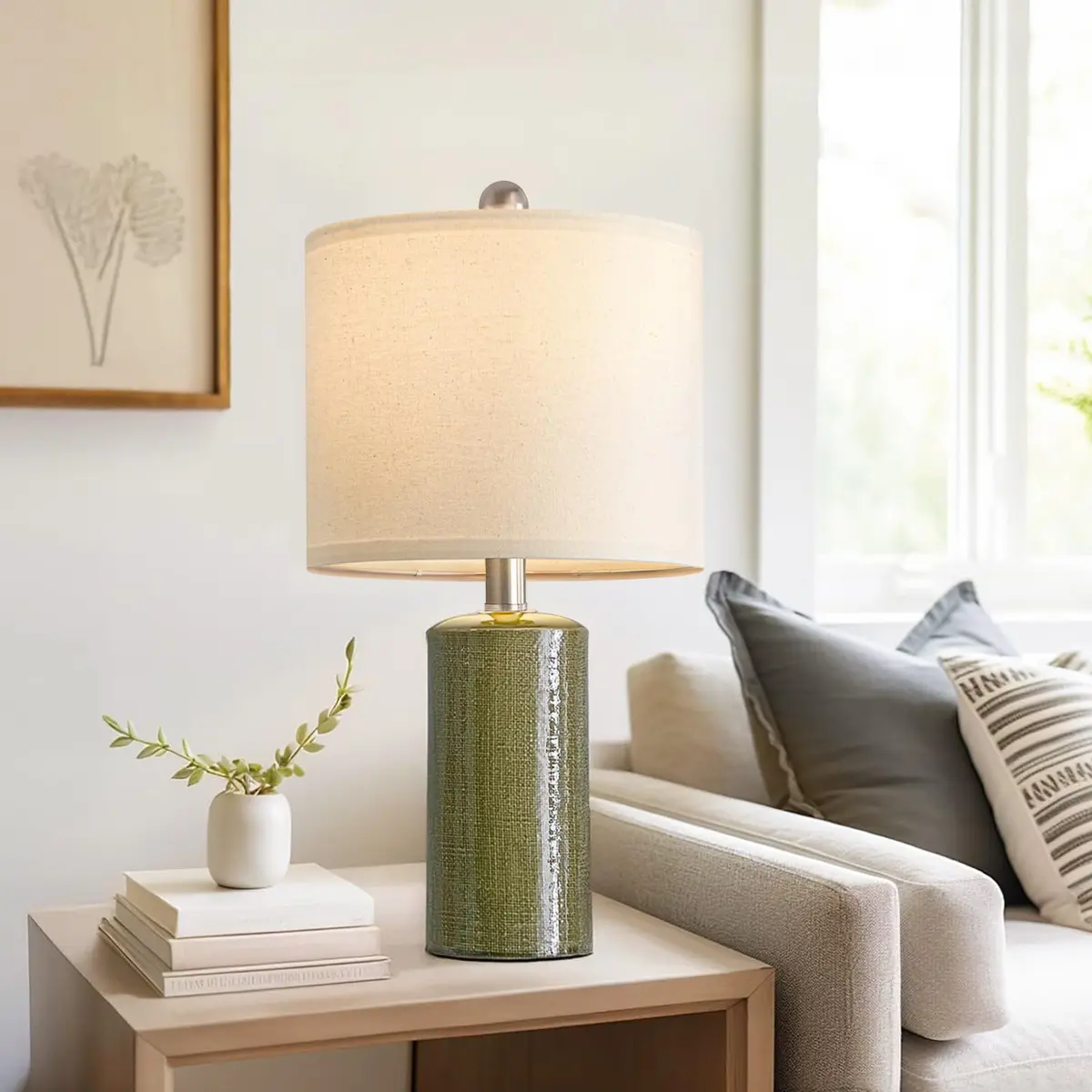 G-SAFAVA Modern Ceramic Table Lamps Set of 2, Green, 51.44 cm (20.25") | Artistic Touch for Living Rooms - view 6