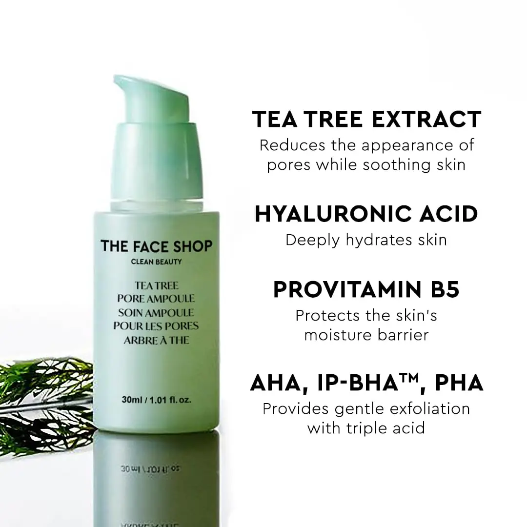 The Face Shop Tea Tree Pore Ampoule 1.01 Fl Oz | Soothes & Moisturizes Skin, Minimizes Pores - view 3
