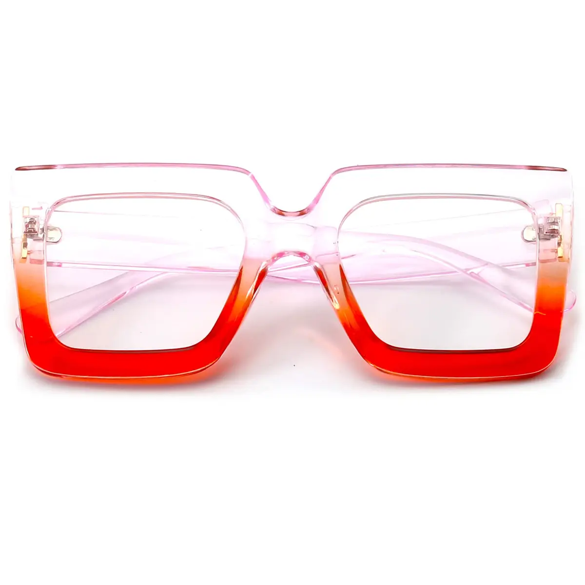 Breaksun Oversized Blue Light Glasses for Women Fashion Thick Square Computer Eyewear Non-Prescription Black Glasses (Purple Red) | Stylish & Protective - main product image