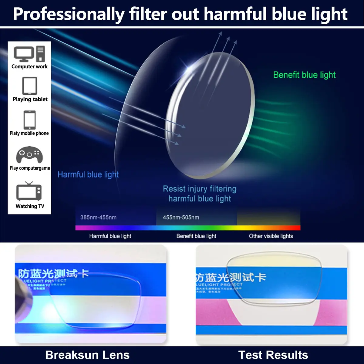 Breaksun Oversized Blue Light Glasses for Women Fashion Thick Square Computer Eyewear Non-Prescription Black Glasses (Purple Red) | Stylish & Protective - view 3