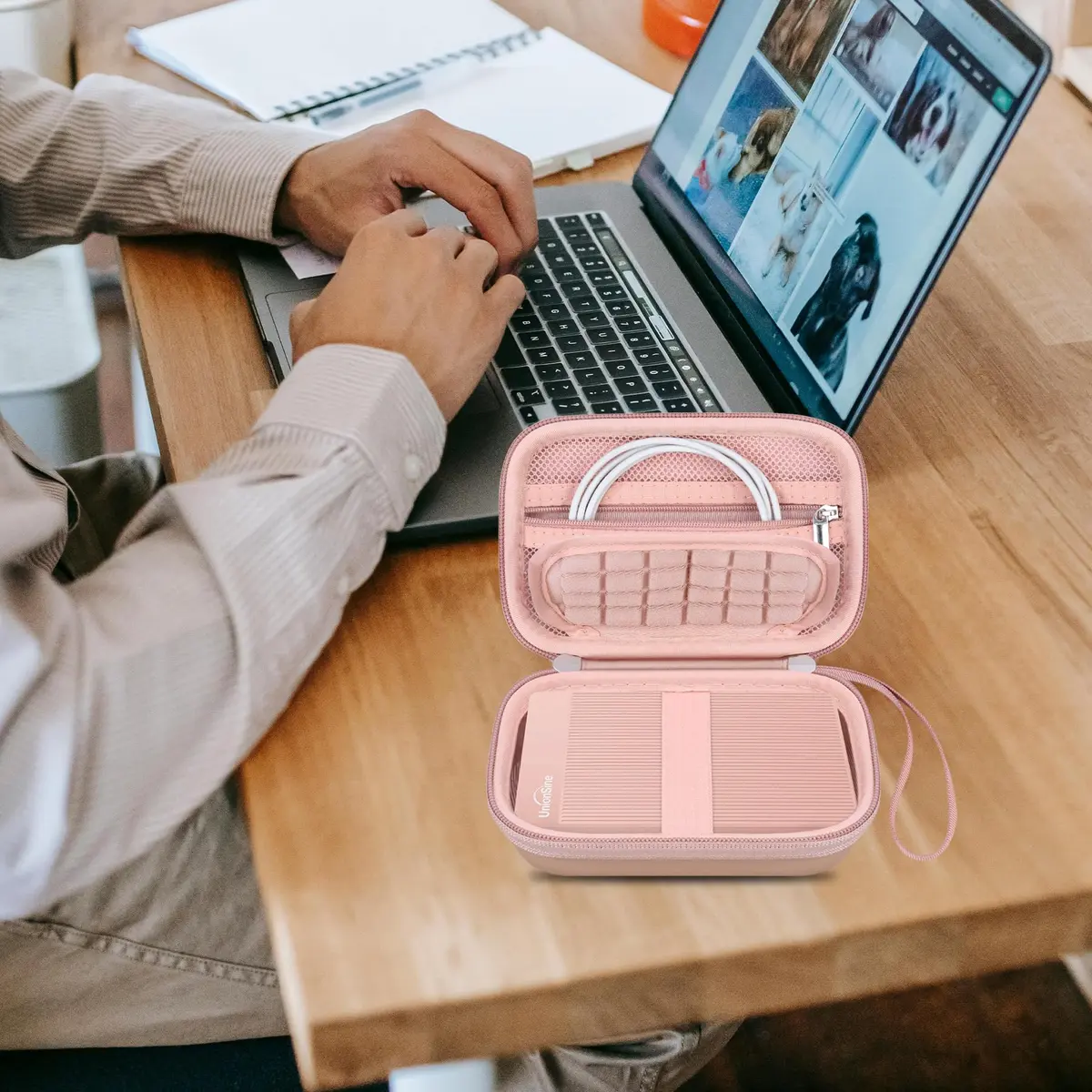 Canboc Hard Case for UnionSine Ultra Slim Portable External Hard Drive HDD | Durable PU & EVA Shell, Shockproof, Lightweight, Rose Gold - view 7