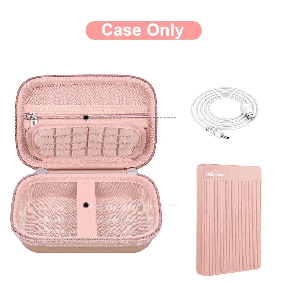 Canboc Hard Case for UnionSine Ultra Slim Portable External Hard Drive HDD | Durable PU & EVA Shell, Shockproof, Lightweight, Rose Gold - view 2