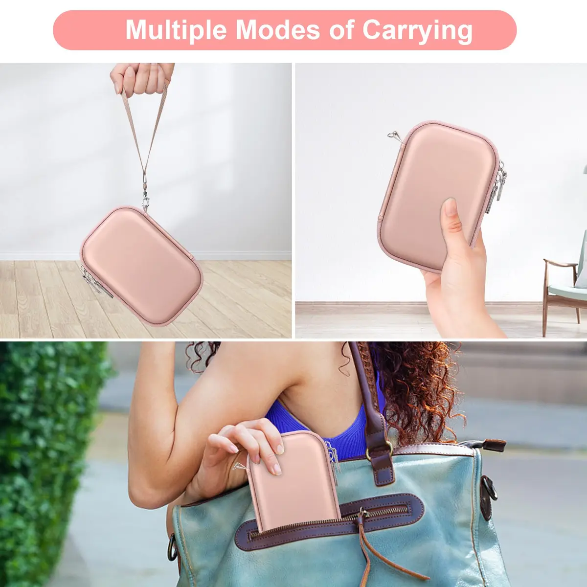 Canboc Hard Case for UnionSine Ultra Slim Portable External Hard Drive HDD | Durable PU & EVA Shell, Shockproof, Lightweight, Rose Gold - view 3