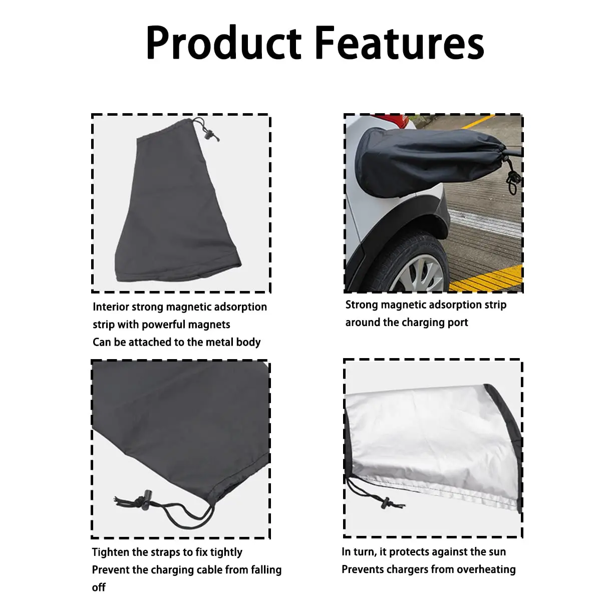 Moioee EV Charger Plug Port Cover Gray | Waterproof Magnetic Adhesion for Electric Vehicle Charging - view 5